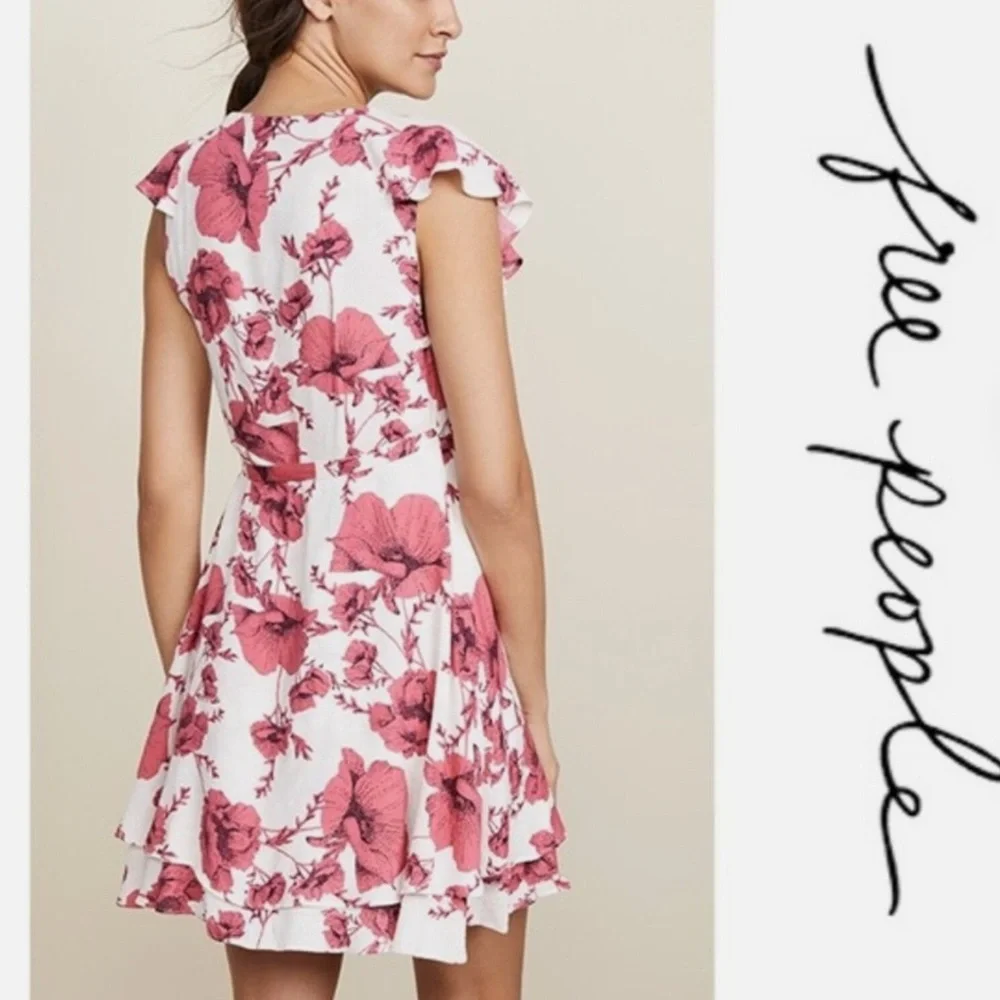 Free People Red Floral Mini Dress